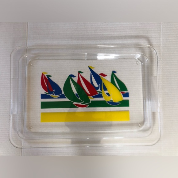 Vtg Colourful Sailboat Acrylic Tray - Picture 5 of 13